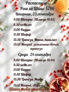 Кратко о Рош аШана и расписание